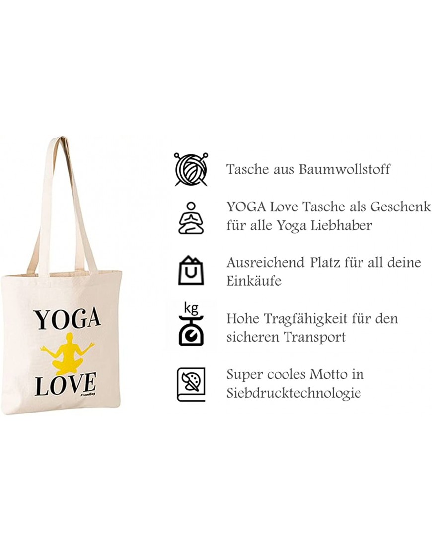 FremiBag „Yoga Love“ Stoffbeutel – Jutebeutel bedruckt mit langem Henkel Weihnachtsgeschenk Yoga Tasche Yoga Geschenk - BTZMQB3K