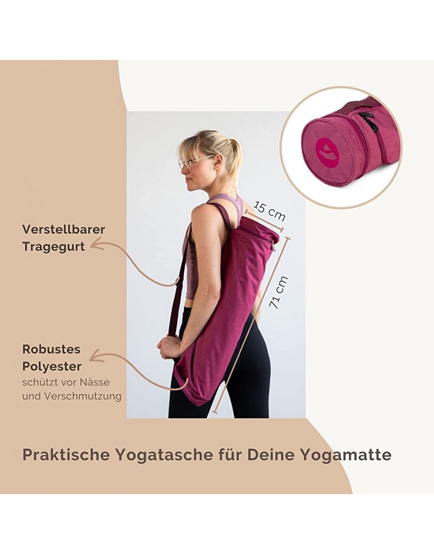 Yogatasche ASANA BAG 60 aubergine Auslaufmodell mit Außentasche spritzwasserfest Yogamattentasche für Matten mit 60cm Breite - BCLBVBAJ