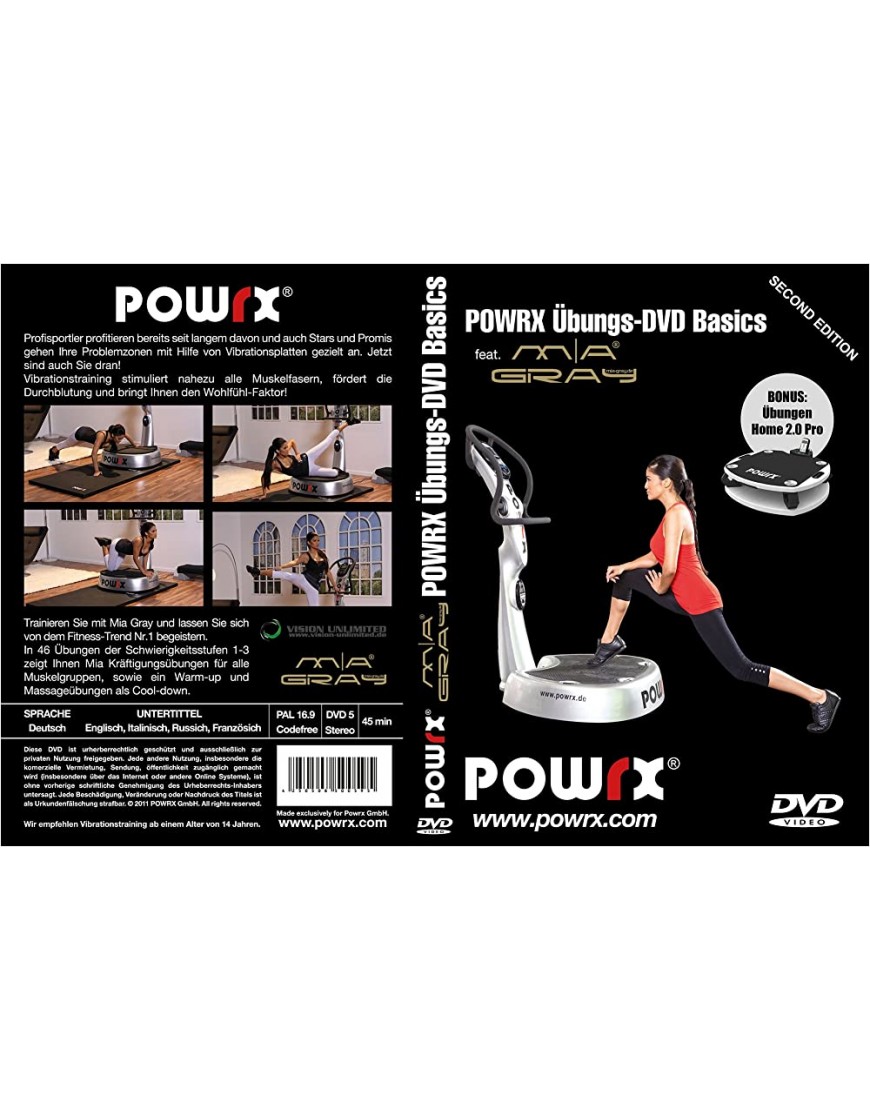 POWRX Vibrationstrainings Übungs-DVD Basics Vibrationsplatte Vibration Plate Mia Gray - BQCMD85K