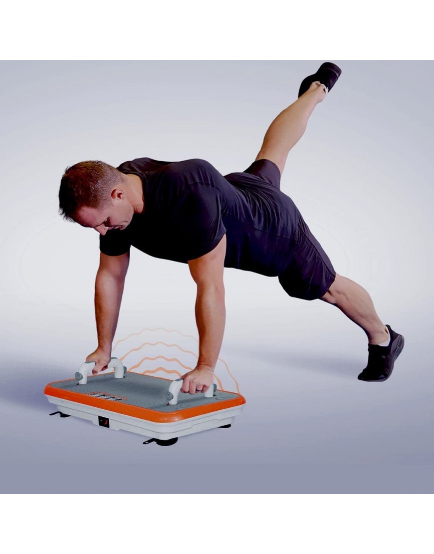 Vibro Shaper Home Gym Edition – Fitness Vibrationsplatte mit Griffen unterstützt bei Muskelaufbau und Fettverbrennung – Vibrationstrainer für alle Muskelgruppen – inklusive Fitnessbänder - BBWTAQ87