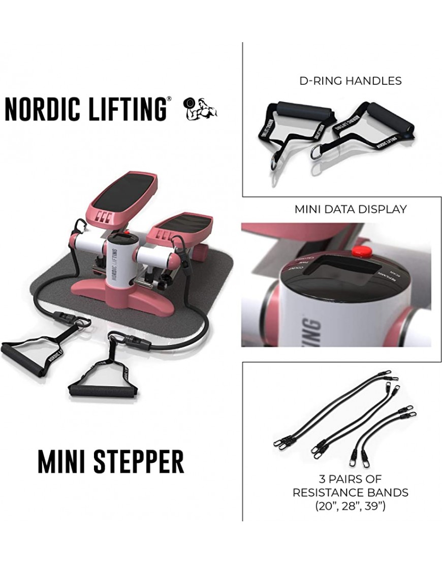 Nordic Lifting Home Stepper & Mini Ellipsentrainer Mit Widerstandsbändern Integrierter Monitor - BWDIOEM8