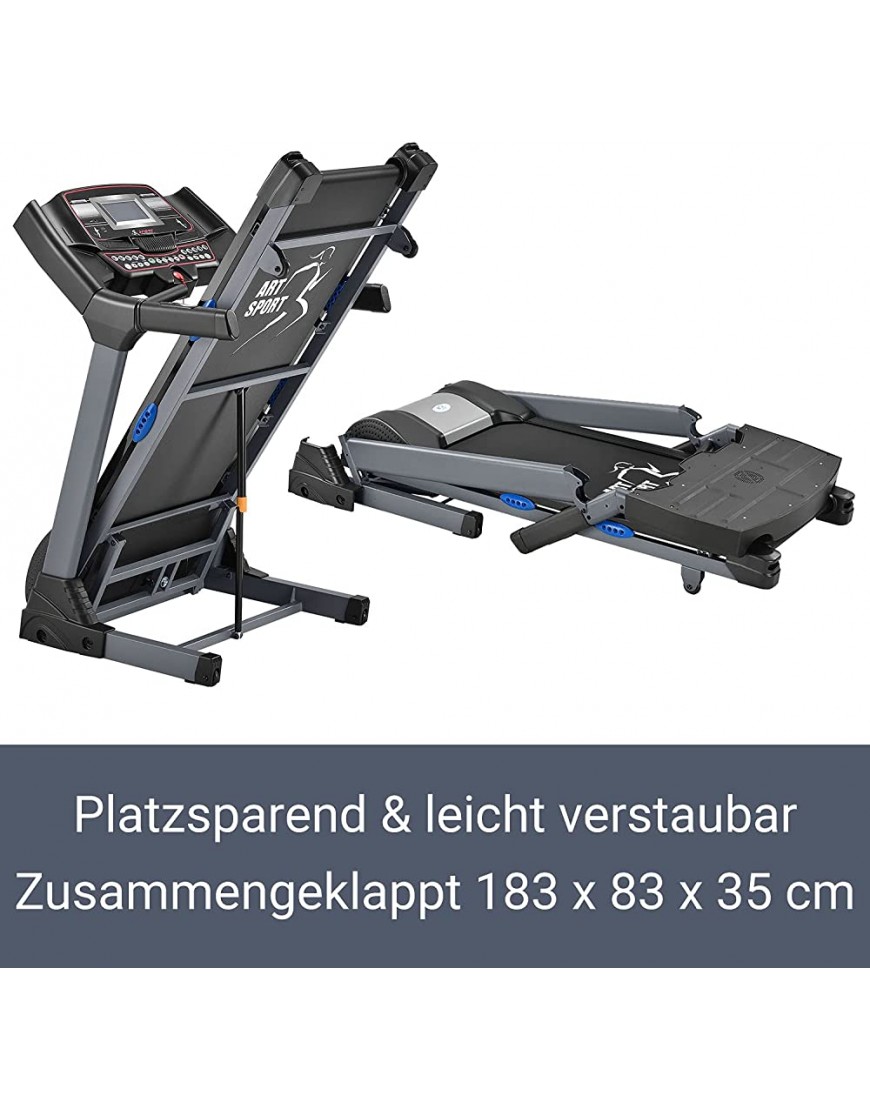 ArtSport Laufband Speedrunner 6000 klappbar 22 km h 99 Programme 22 Steigungsstufen 7 Zoll LCD Display bis 150 kg Lauffläche: 133 x 50 cm - BMZLIJA3