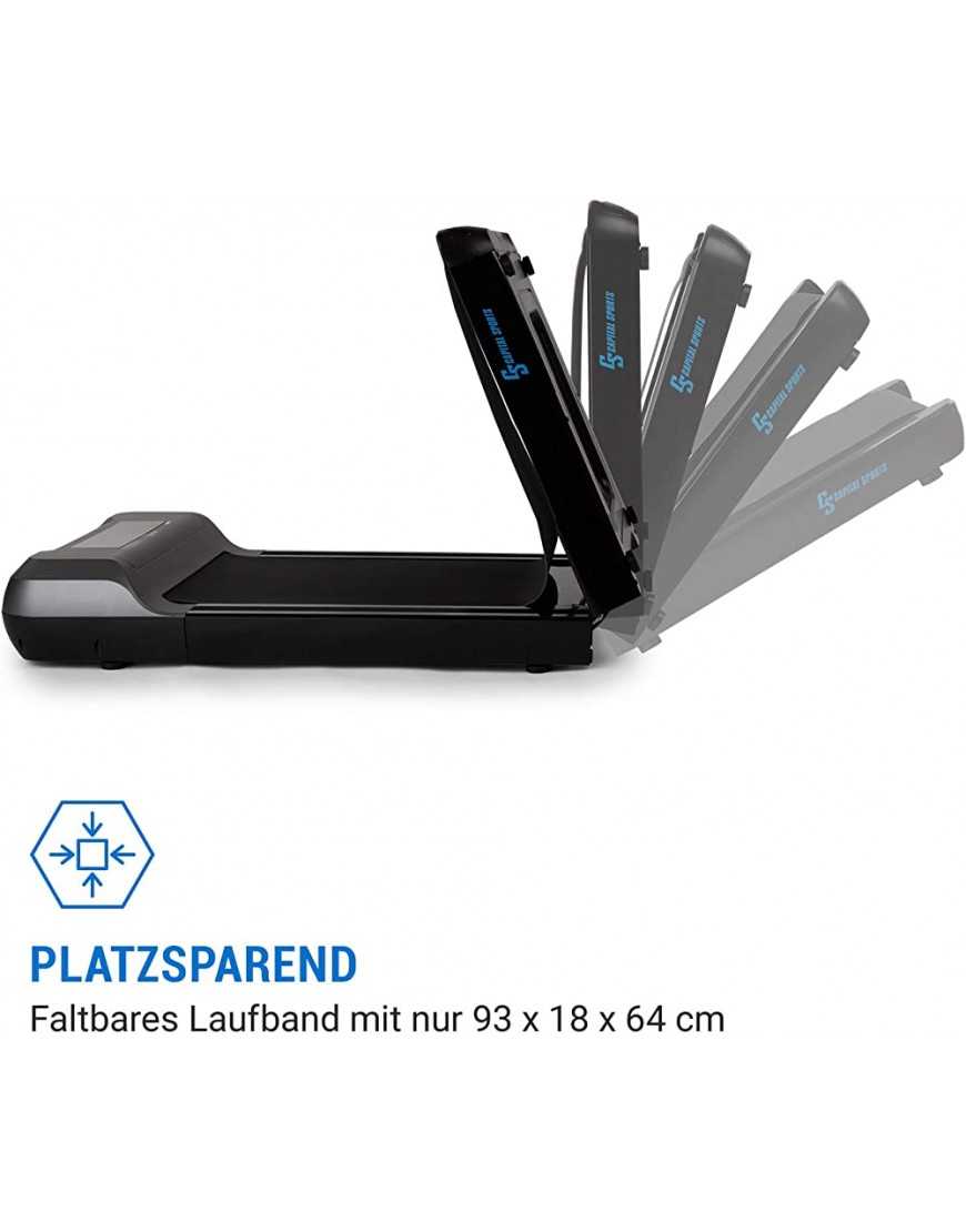 CAPITAL SPORTS Compact Space Laufband Klappbar für Zuhause Mini Laufband Schreibtisch Walking Pad Office Cardio bis 6 km h 16cm Höhe 22 kg Lauffläche: 115 x 44cm - BQZYZ77N