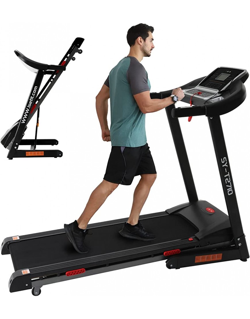 ISE elektrisches Laufband klappbar Treadmill 16 KM H für Lauftraining mit LCD-Bildschirm&12 Trainingsprogrammen&leisen Motor&Auto Incline& großen Laufflächen bis zu 130kg für Zuhause - BBDUX971