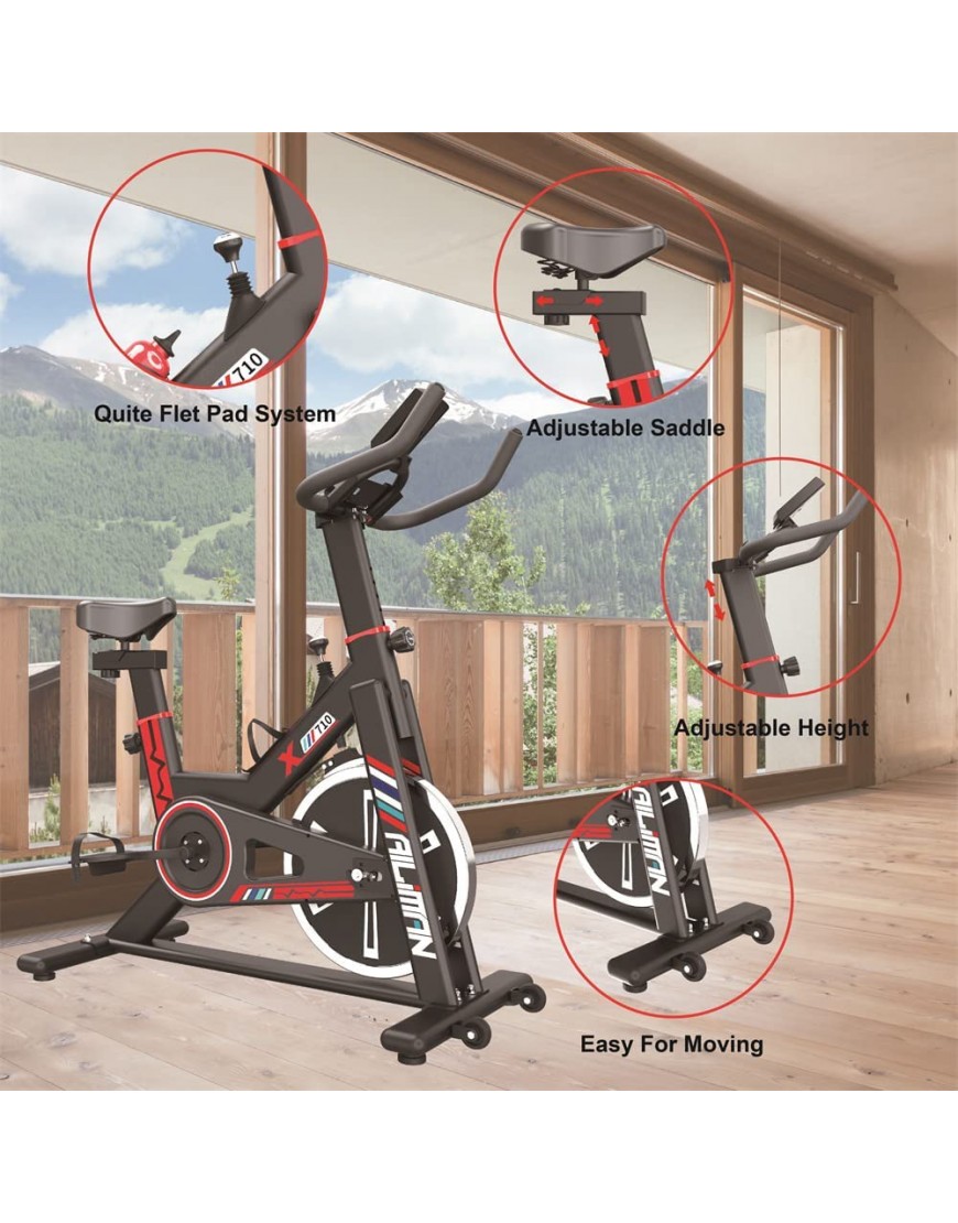 EASY BIG Indoor Cycling Bike Stationäres Heimtrainer Magnetischer Widerstand bequemes Sitzkissen iPad-Halterung mit LCD-Monitor für Heim-Cardio-Workout-Trainingsräder - BXTEBKNA