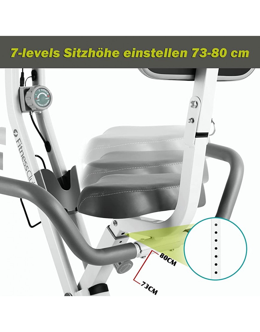 FitnessClub Fitnessbike Heimtrainer Klappbar X-bike Fitnessfahrrad Höhenverstellbar - BAWZD61A