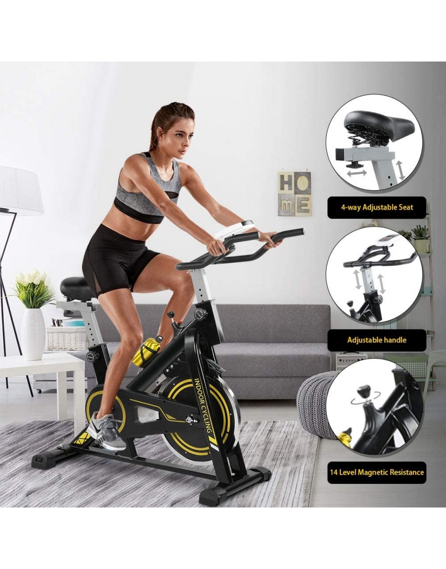 Heimtrainer,Indoor Cycling Bike Fitnessbike Spinning Mute,heimtrainer fahrrad 150 kg belastbar Mit Herzfrequenzmonitor und LCD Monitor - BHEUHMAK