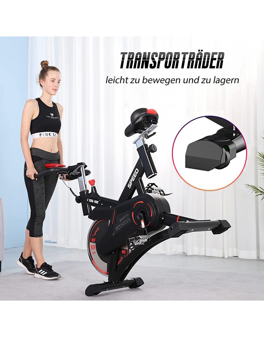 ISE Ergometer Heimtrainer Fahrrad Indoor Cycling Bike mit Programm und Display Armauflage Pulsmesser Fitnessbike Zuhause SY-7005-1 - BUONVJNB