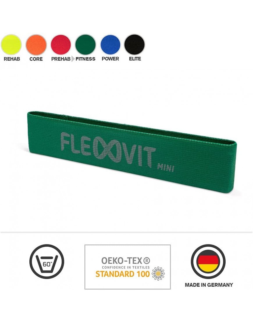 FLEXVIT Mini Band – Fitnessbänder für allgemeine Stabilisationsübungen Dehnung Aktivierung und Mobilisation 6 Stärken für Anfänger und Profis -