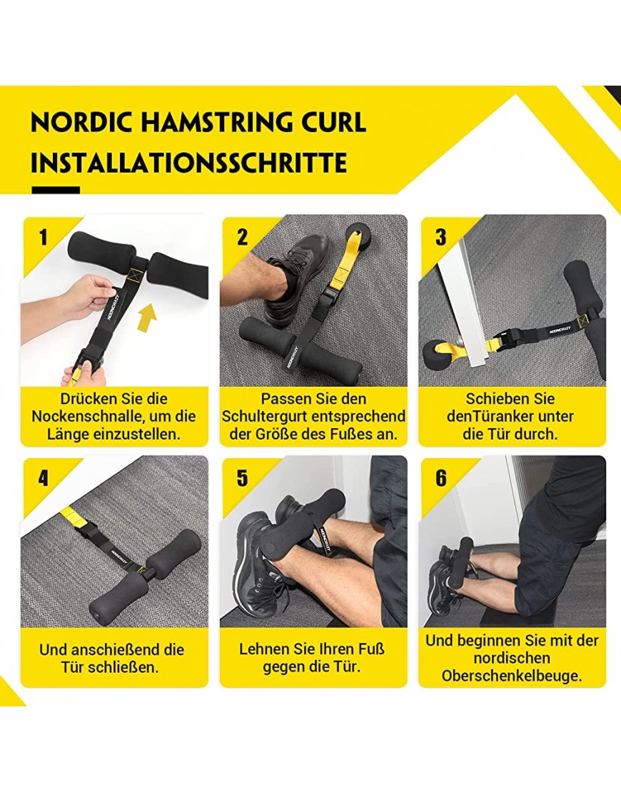 Nordic Hamstring Curl Strap ideal für Nordic Curl 5-Sekunden-Setup Rückentrainer Bauch und Rückentrainer für Zuhause Spanische Kniebeugen Bauchmuskeltraining Aufsitzen Hyperextension - B0BCQNM5M2