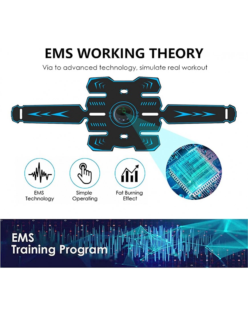 EMS Trainingsgerät EMS Bauchmuskeltrainer EMS Muskelstimulator USB-Wiederaufladbarer Tragbarer Muskelstimulator 6 Modi & 9 Intensitäten Elektrisch für Bauch Arm Bein-Fitness Trainings Gang - BPLNX6M6