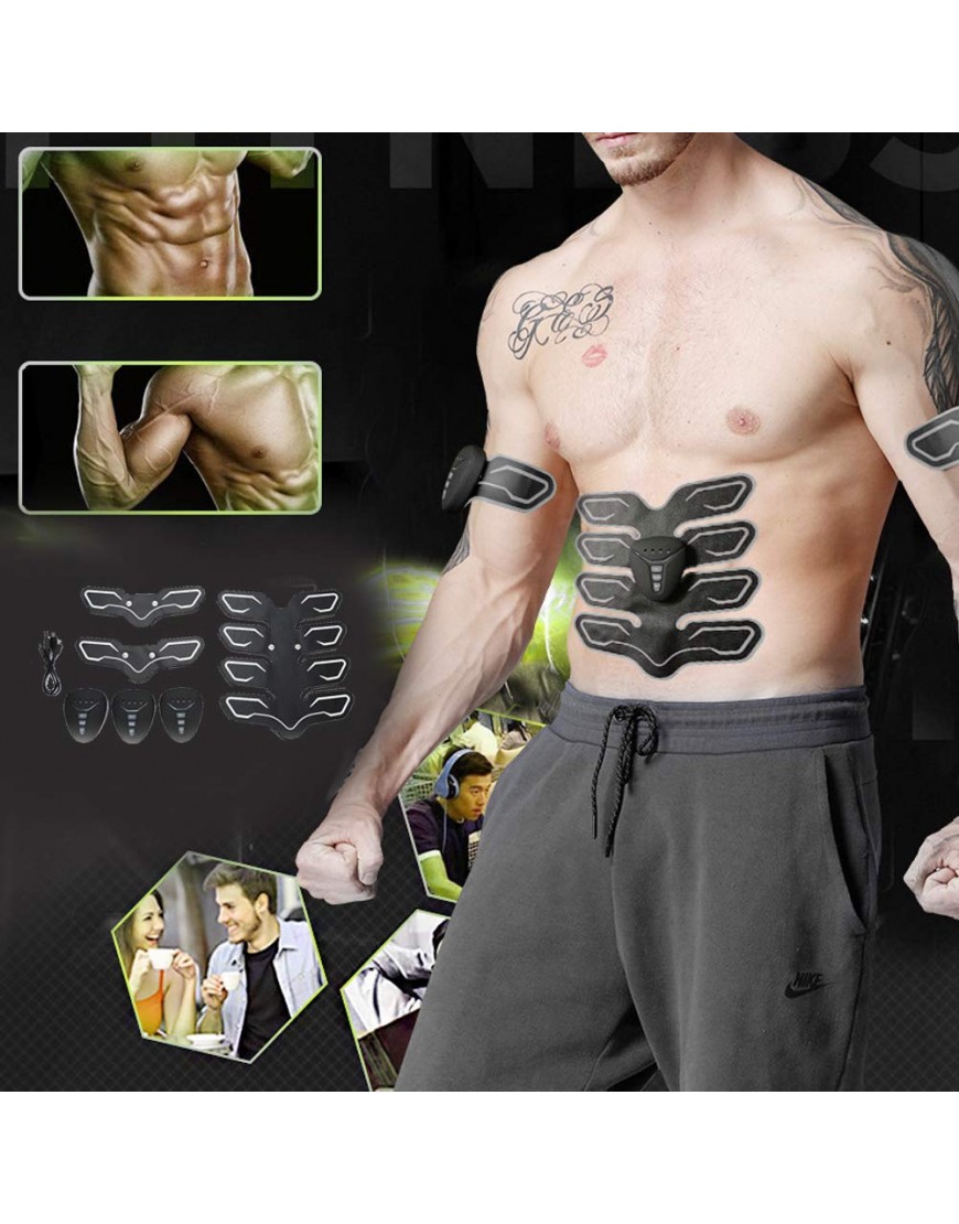 EMS Elektrische Muskelstimulation ABS Stimulator Bauchmuskeltrainer Set EMS Bauchmuskeltrainer USB Aufladen Fettverbrennung Massage gerät für Bauch Rücken Arme - BNQOI1M4