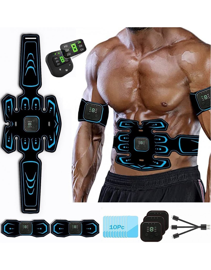 HENESE EMS Trainingsgerät Bauchmuskeltrainer USB Wiederaufladbar Muskelstimulator bauchtrainermit 6 Modi & 9 Intensitäten LTragbarer Muskelstimulator,für Bauch,Arm,Bein-Fitness Trainings Gang - BWQSF43N