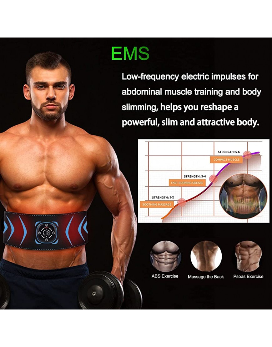 Yonars EMS TrainingsgeräT Bauchmuskeltrainer Elektrostimulation mit 10 Modi & 20 Stufen Bauchmuskel Gürtel Sauna Bauchtrainer Elektrisch wiederaufladbar über USB Keine Gel-Pads nötig - BIZML4D9