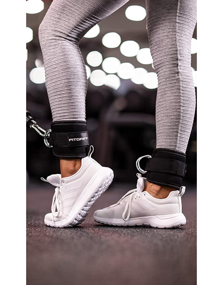 Fitgriff® Fußschlaufen V1 gepolstert für Fitness Training am Kabelzug 2 Stück Ankle Straps für Frauen und Männer